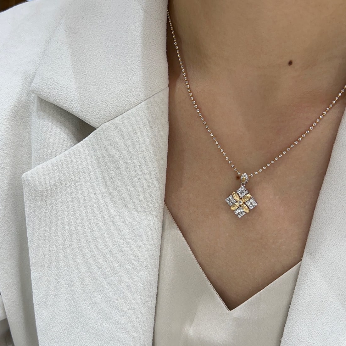 14K GOLD 0.40 CT NATURAL H DIAMOND PENDANT - 6