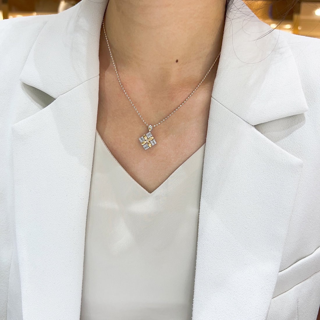 14K GOLD 0.40 CT NATURAL H DIAMOND PENDANT - 8
