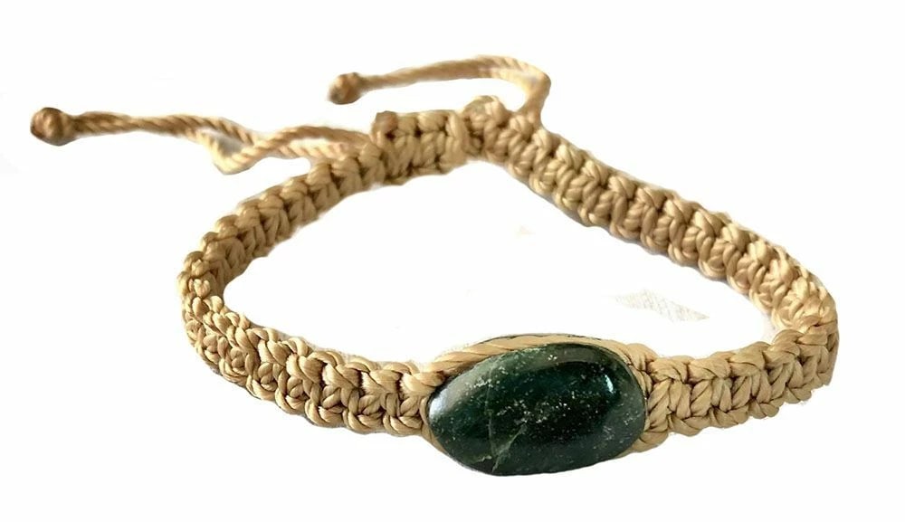 New Oval Jade Yellow Waxed Nylon Hand Made Macrame Bracelet - 2