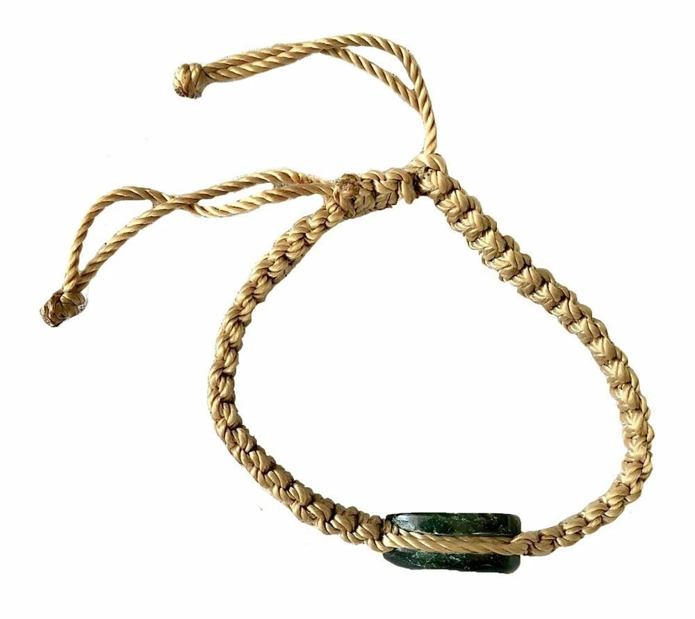 New Oval Jade Yellow Waxed Nylon Hand Made Macrame Bracelet - 3
