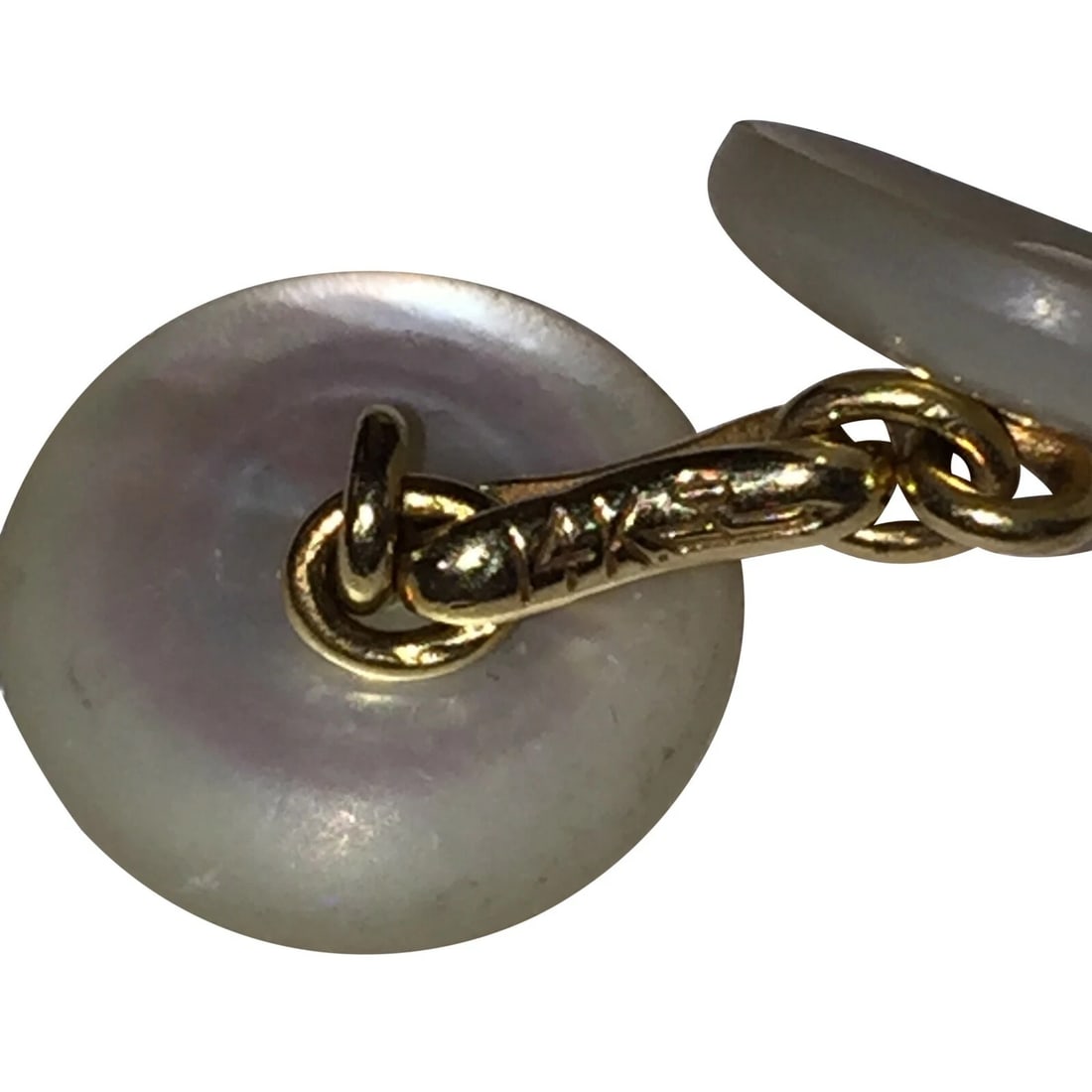 14 kt Gold Mother of Pearl Shell Cufflinks - 6