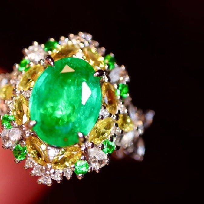 14K GOLD 2.21 CTW VIVID GREEN NATURAL EMERALD & DIAMOND RING - 3