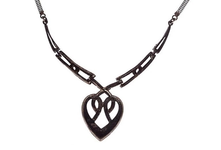 Art Deco Sterling Silver Pave Marcasite Heart Necklace - 5