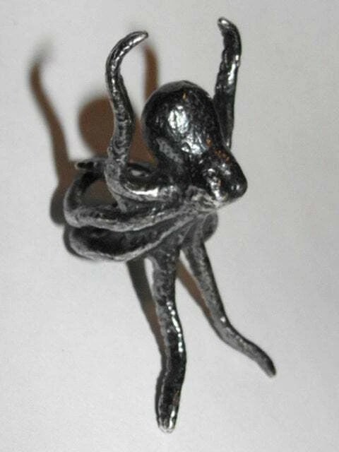 Hand Made Vintage Sterling Silver Octopus Cocktail Ring One of a Kind - 2