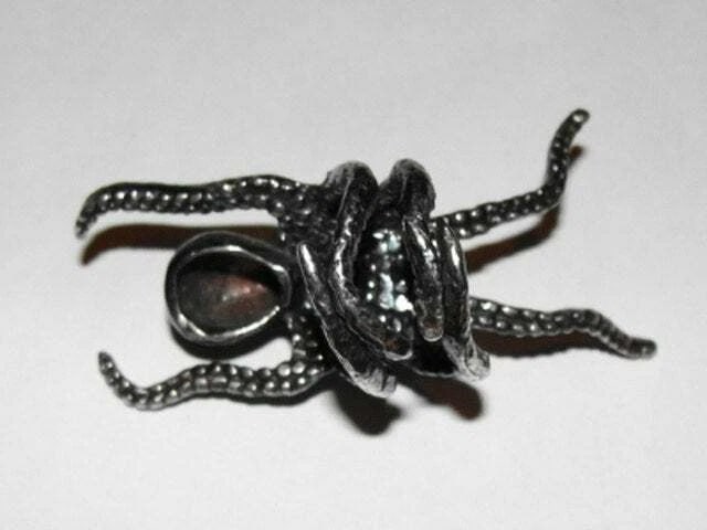 Hand Made Vintage Sterling Silver Octopus Cocktail Ring One of a Kind - 5