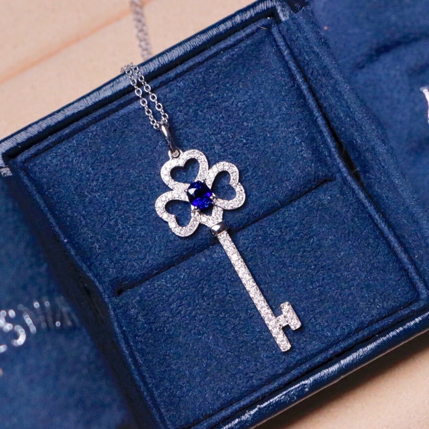 14K GOLD 0.63 CTW NATURAL SAPPHIRE & DIAMOND NECKLACE - 2