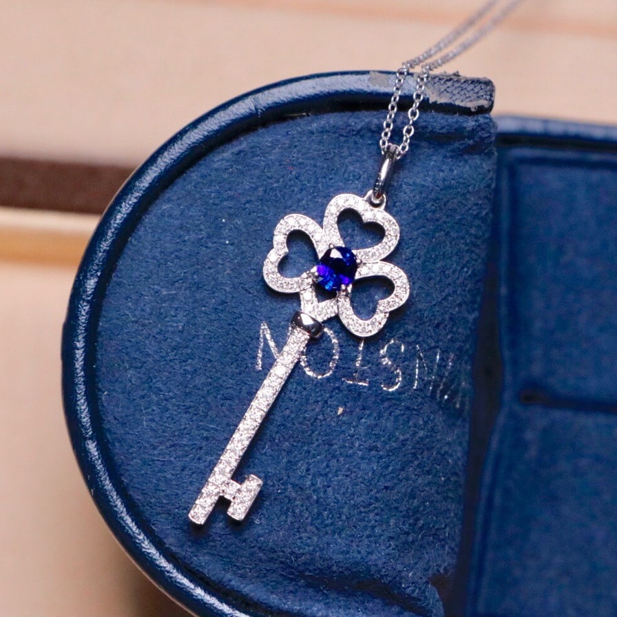 14K GOLD 0.63 CTW NATURAL SAPPHIRE & DIAMOND NECKLACE - 4