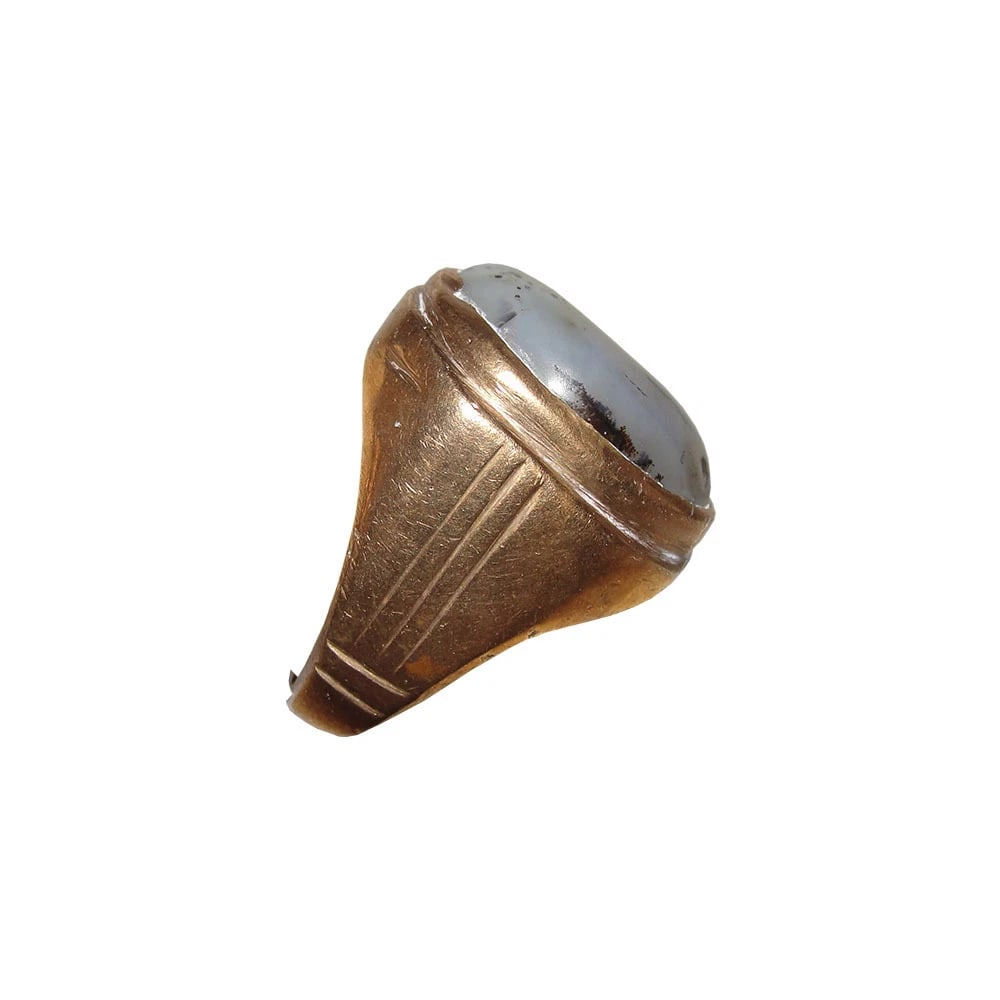 Mens Hand Made Brass Copper and Agate Stone Ring - 3