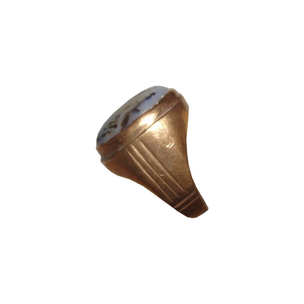 Mens Hand Made Brass Copper and Agate Stone Ring - 4