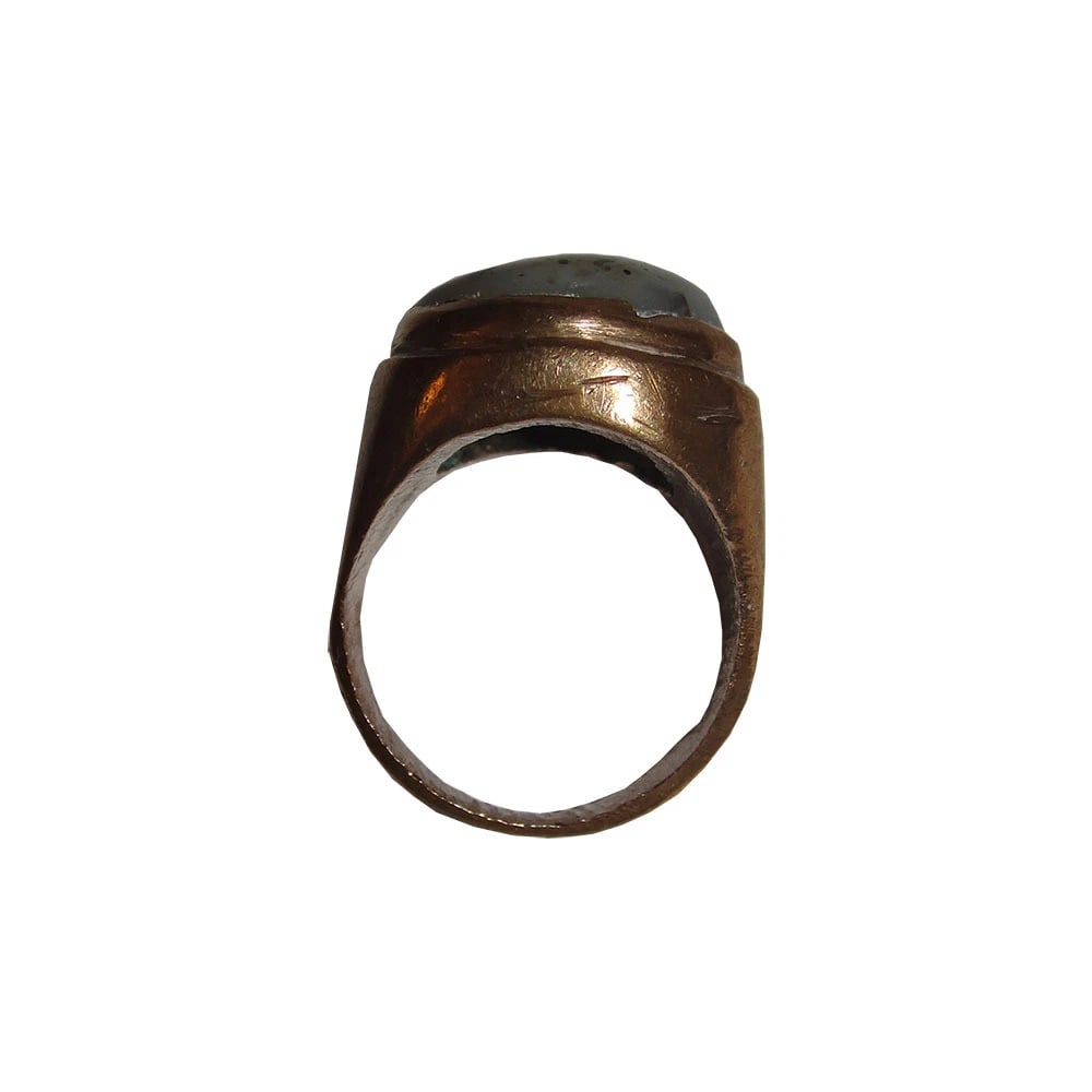 Mens Hand Made Brass Copper and Agate Stone Ring - 5