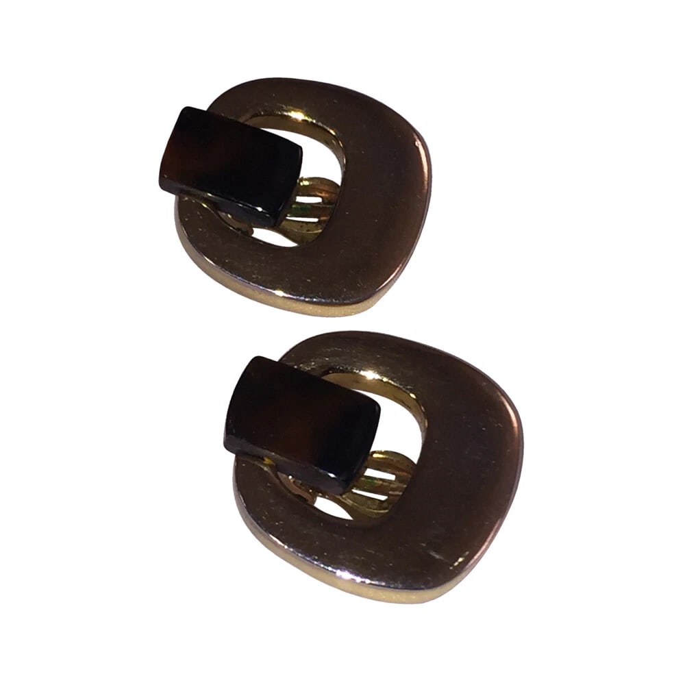Lanvin Paris Oblong Simulated Tortoise Bakelite Earrings - 3
