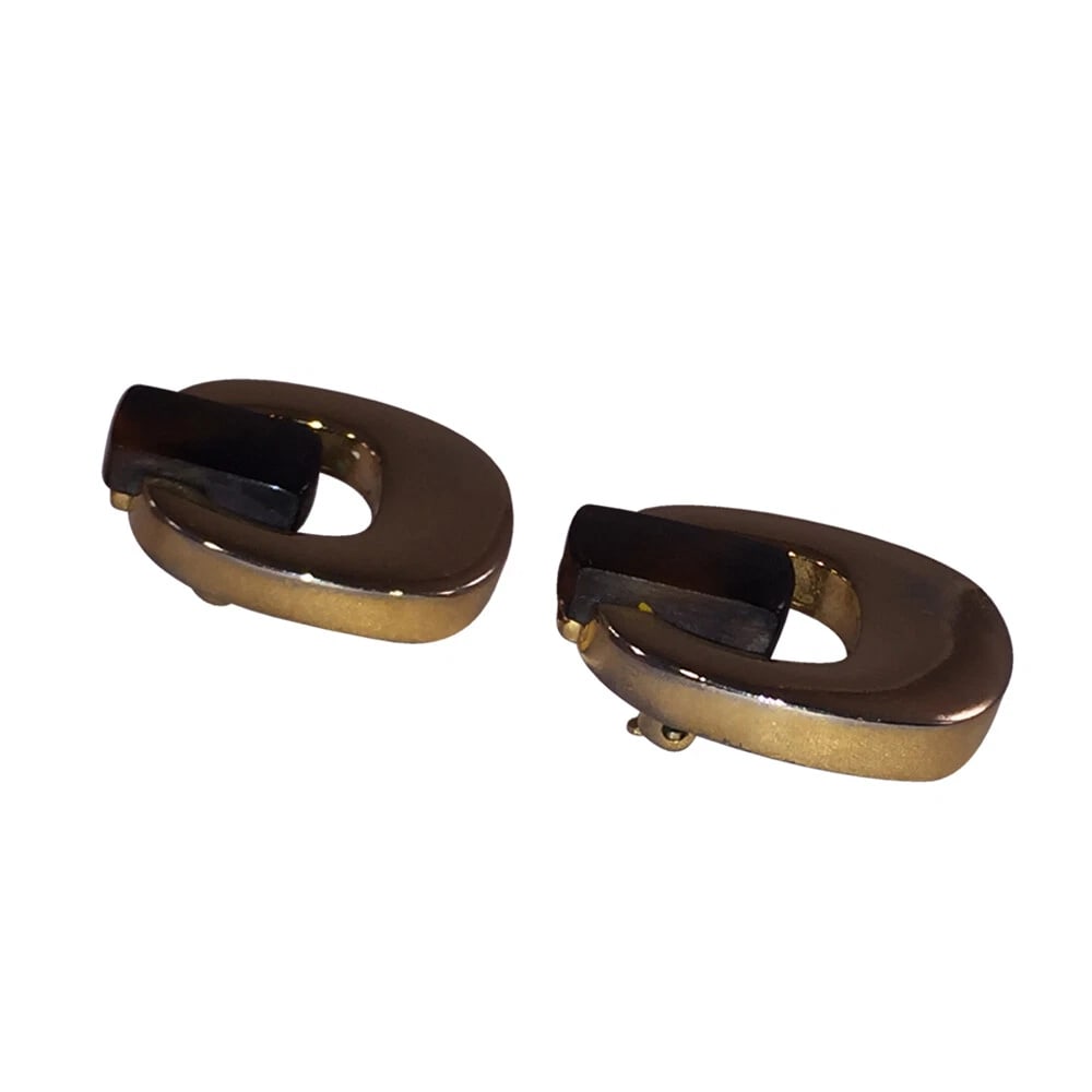 Lanvin Paris Oblong Simulated Tortoise Bakelite Earrings - 4