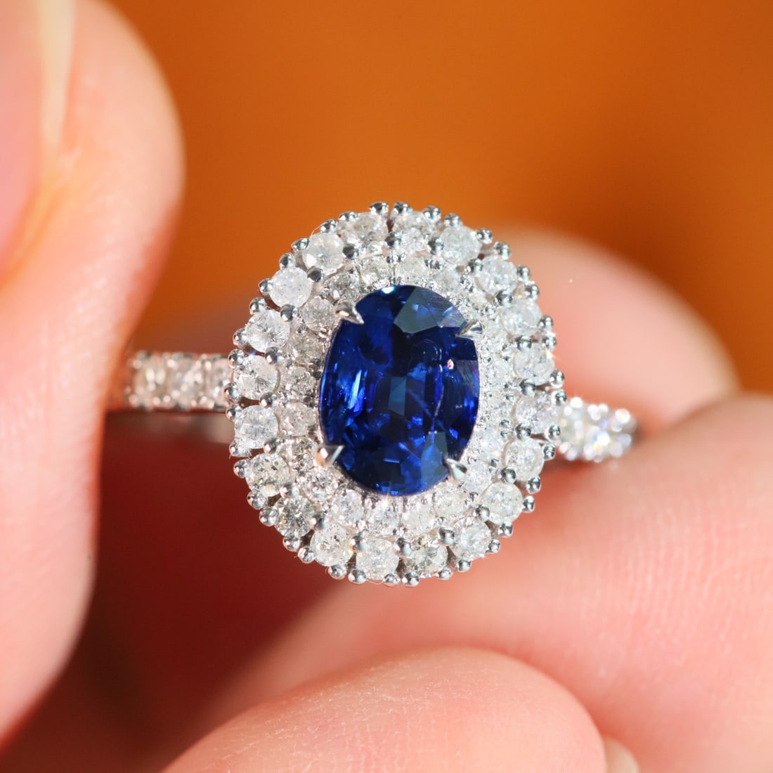 14K GOLD 1.71 CTW VIVID BLUE NATURAL SAPPHIRE & DIAMOND RING - 6