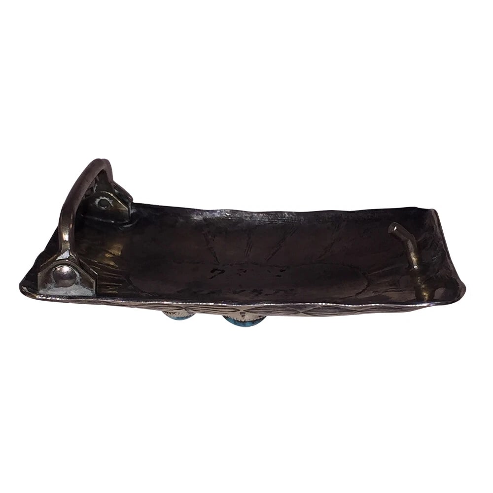 Sterling Silver Southwestern Rectangular Turquoise Nugget Belt Buckle - 5