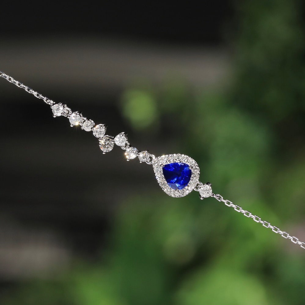 14K GOLD 1.29 CTW NATURAL SAPPHIRE & DIAMOND BRACELET