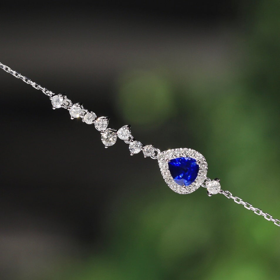 14K GOLD 1.29 CTW NATURAL SAPPHIRE & DIAMOND BRACELET - 4