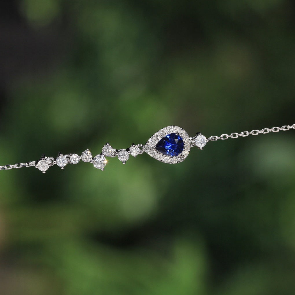 14K GOLD 1.29 CTW NATURAL SAPPHIRE & DIAMOND BRACELET - 7