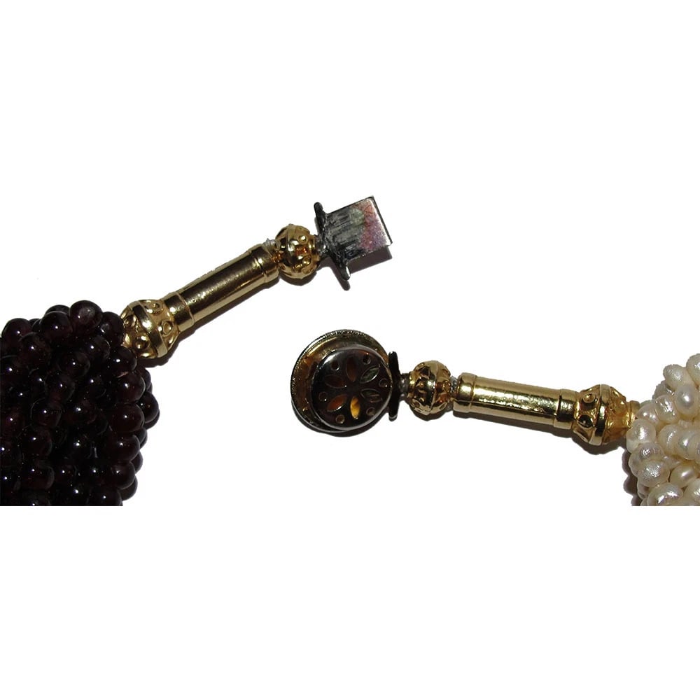 Red Garnet and Freshwater Bead Torsade Necklace - 8