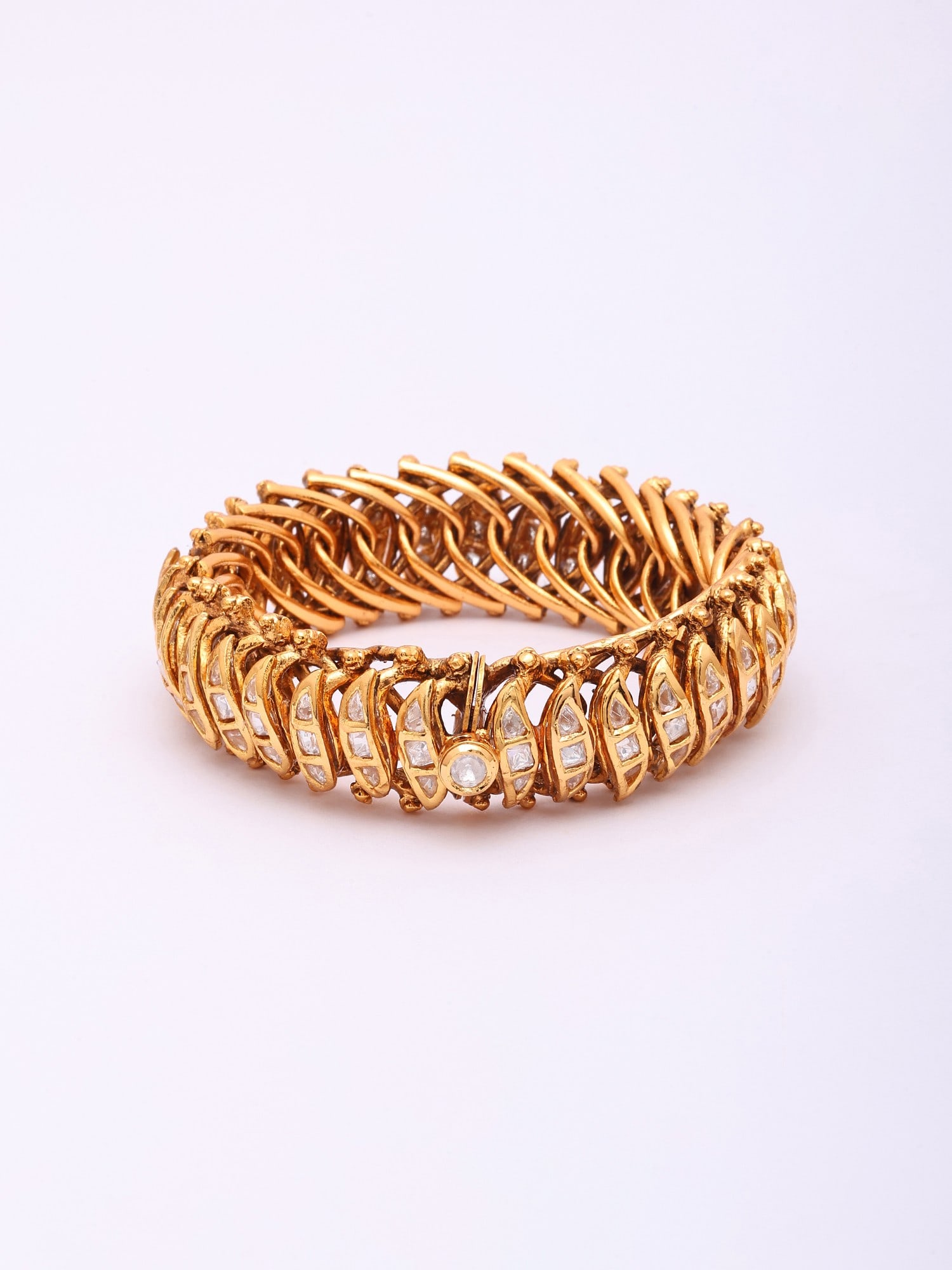 Stone Studded Braided Design Openable Bracelet - 2