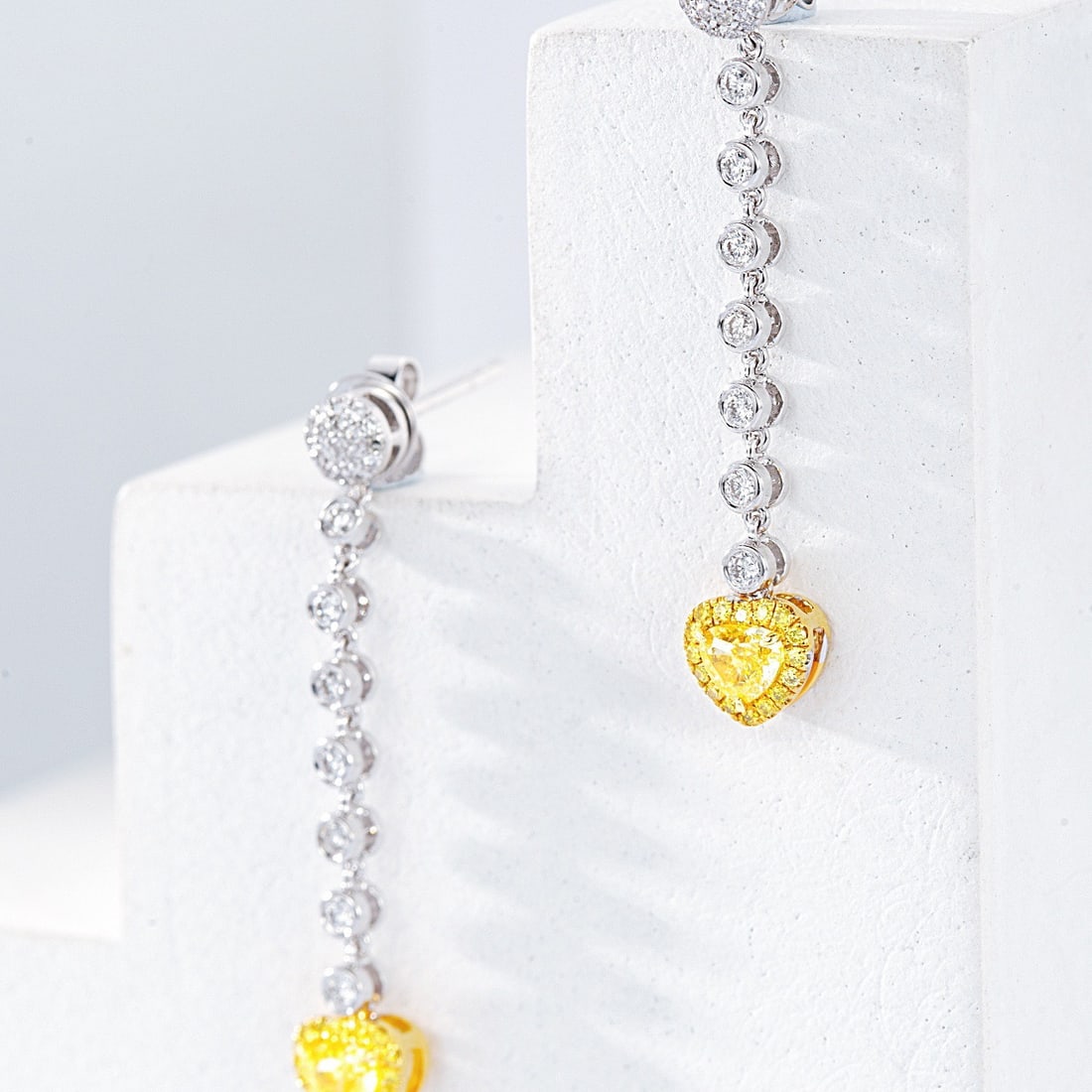 14K GOLD 0.77 CTW NATURAL YELLOW DIAMOND & DIAMOND EARRINGS - 3