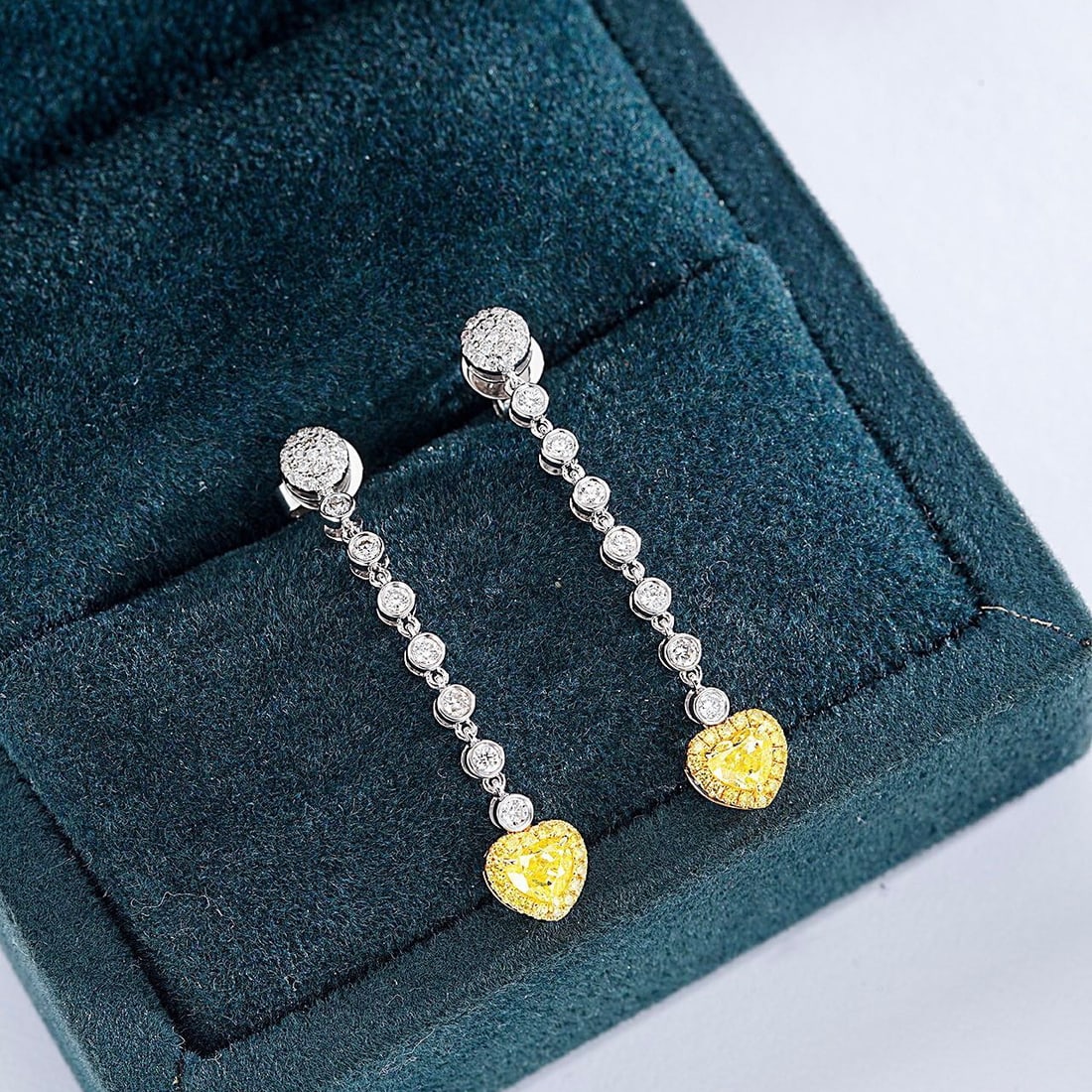 14K GOLD 0.77 CTW NATURAL YELLOW DIAMOND & DIAMOND EARRINGS - 5