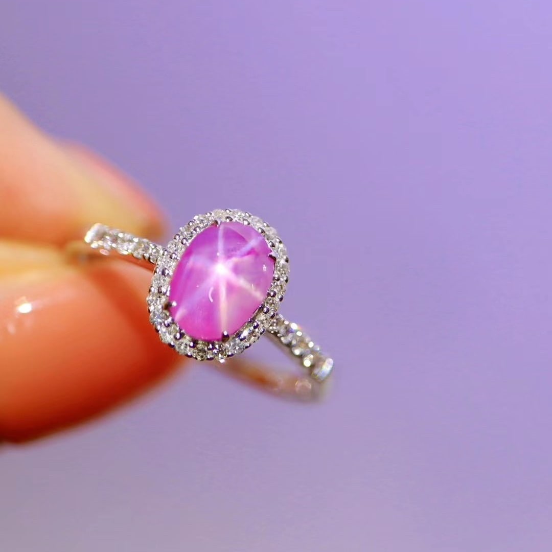 14K GOLD 1.58 CTW NATURAL STAR RUBY & DIAMOND RING - 6