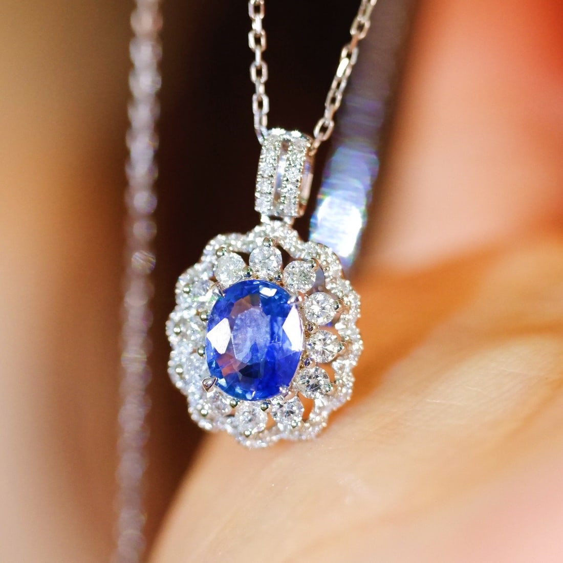 14K GOLD 1.81 CTW NATURAL SAPPHIRE & DIAMOND PENDANT - 5