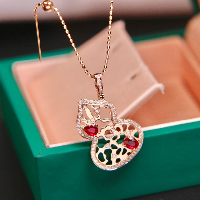 14K GOLD 0.52 CTW VIVID RED NATURAL RUBY & DIAMOND PENDANT - 2