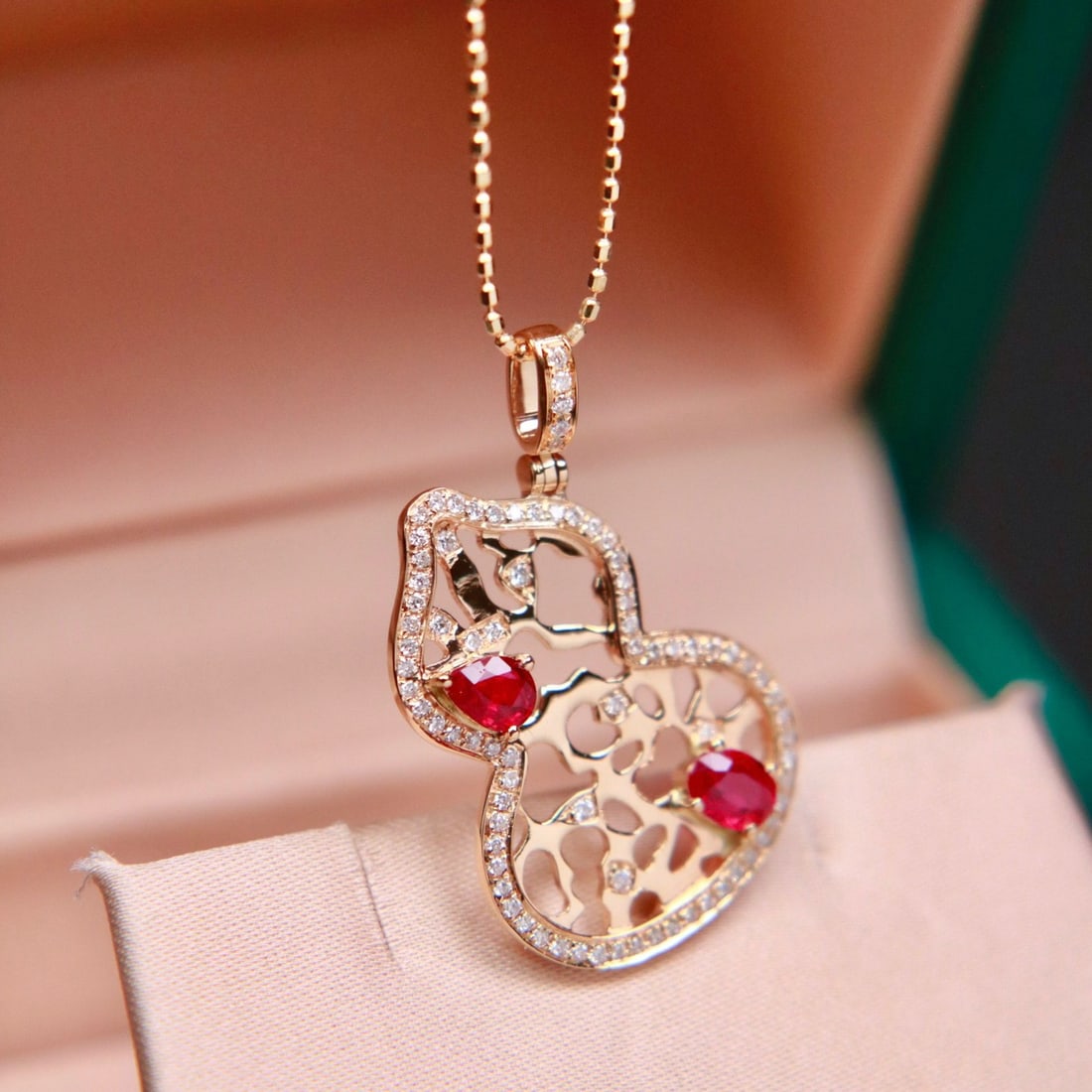 14K GOLD 0.52 CTW VIVID RED NATURAL RUBY & DIAMOND PENDANT - 3
