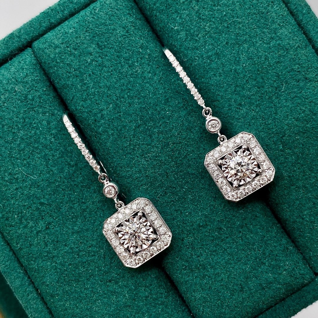 14K GOLD 0.72 CTW NATURAL H DIAMOND EARRINGS - 2