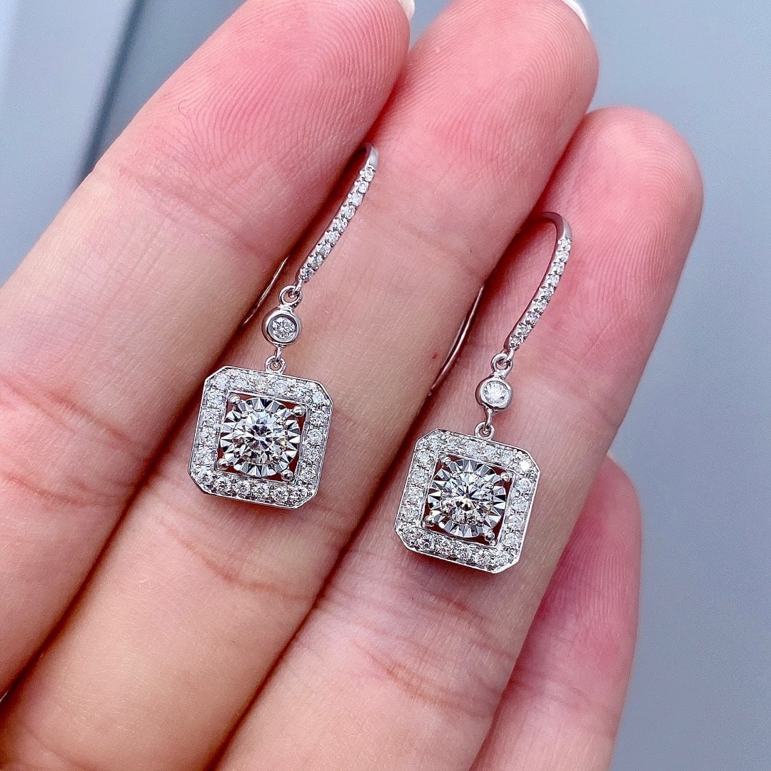 14K GOLD 0.72 CTW NATURAL H DIAMOND EARRINGS - 5