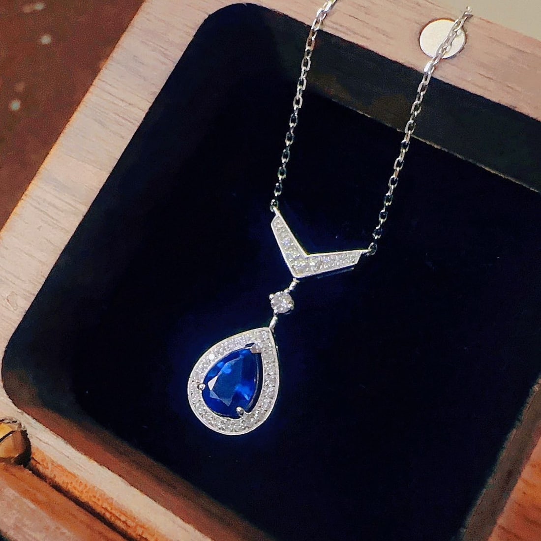 14K GOLD 1.00 CT NATURAL SAPPHIRE & DIAMOND NECKLACE - 4