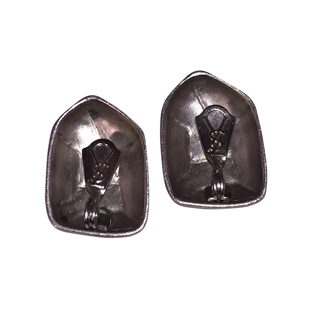 Yves Saint Laurent Silver tone Faceted Nugget Earrings - 7