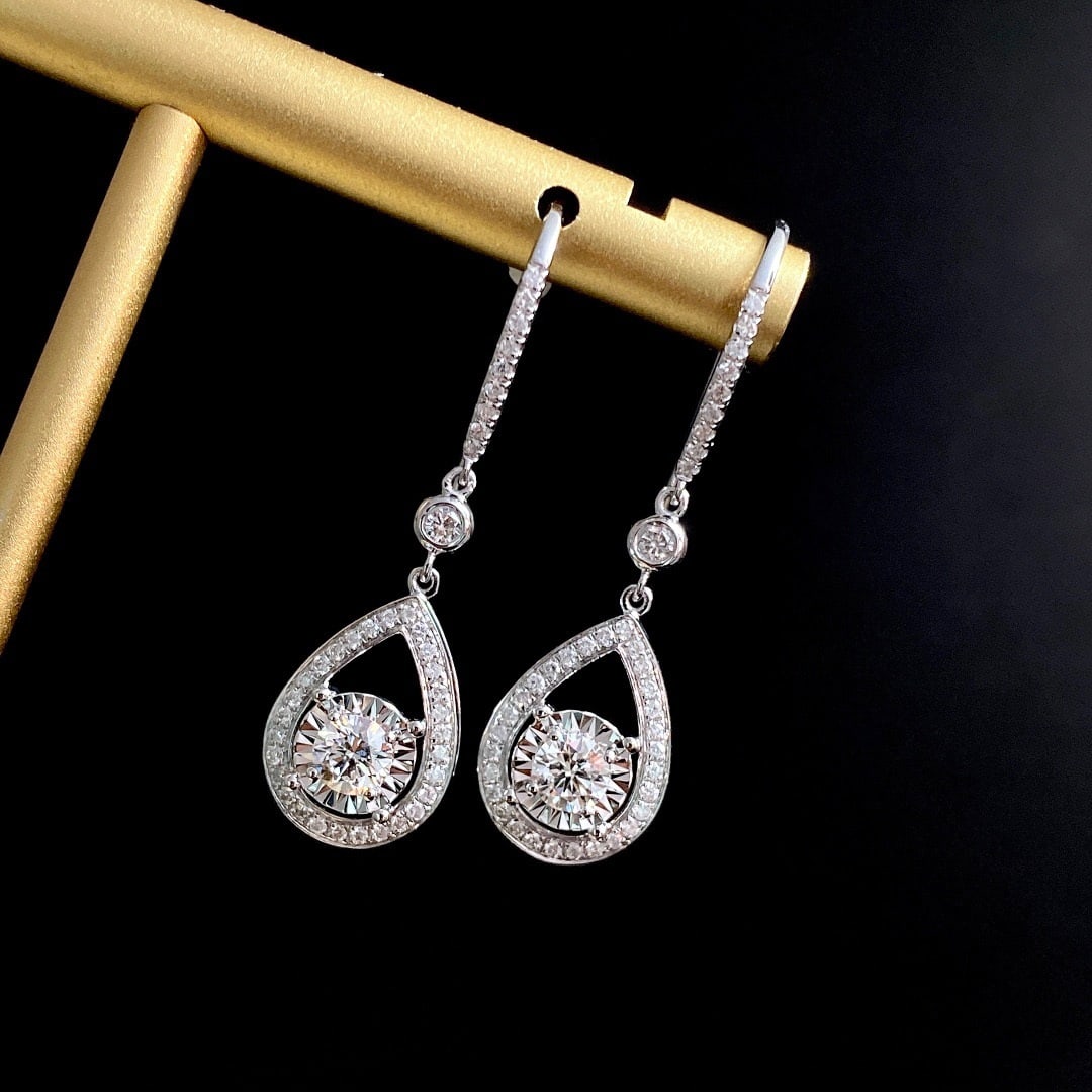 14K GOLD 0.64 CTW NATURAL H DIAMOND EARRINGS - 2