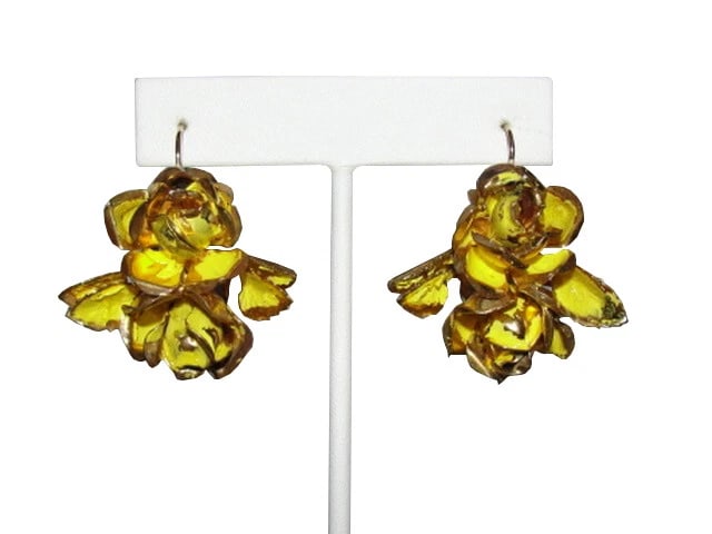 Alberto Juan Yellow Enamel Flower Dangle Earrings - 2