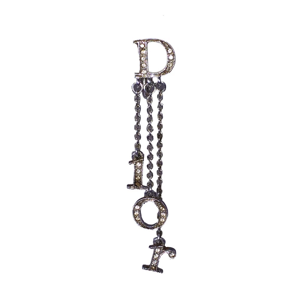 Christian Dior Monogram Dangle Signature Rhinestone Earrings - 4