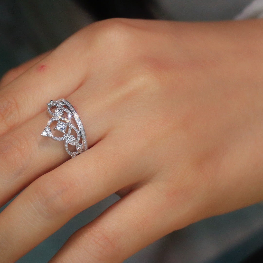 14K GOLD 0.55 CTW NATURAL H DIAMOND RING - 7