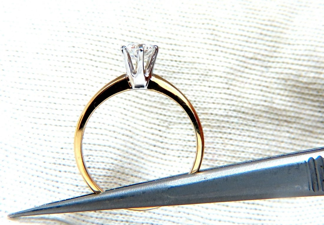 GIA Certified .47ct E.vs2 natural round diamond ring & wedding band 18kt** - 4