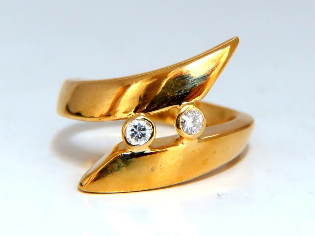 .15ct. Diamonds Cross Over Ring 14Kt Gold** - 2