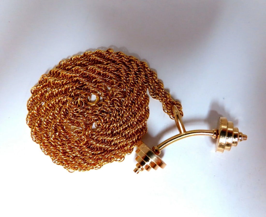 Heavy Weight Gym Weight Lifter Bench Press Dumbbell Rope Chain Necklace 14kt** - 6