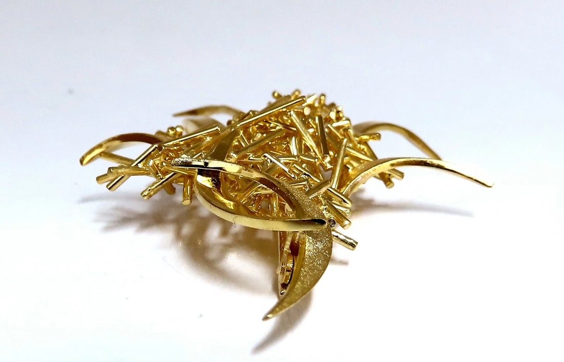 Modern Hand Made Fused Gold Sticks Pin 18 Karat** - 3