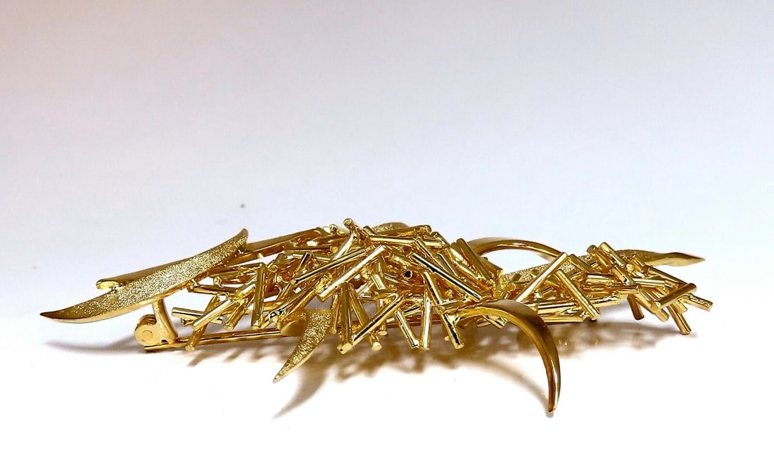 Modern Hand Made Fused Gold Sticks Pin 18 Karat** - 4