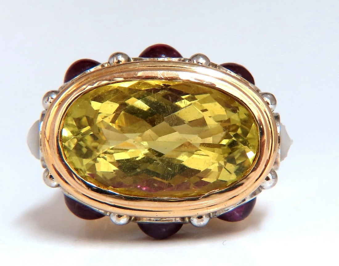 25ct Natural Lemon Quartz Vintage Ring 19 Karat Vintage 52 Gram** - 3