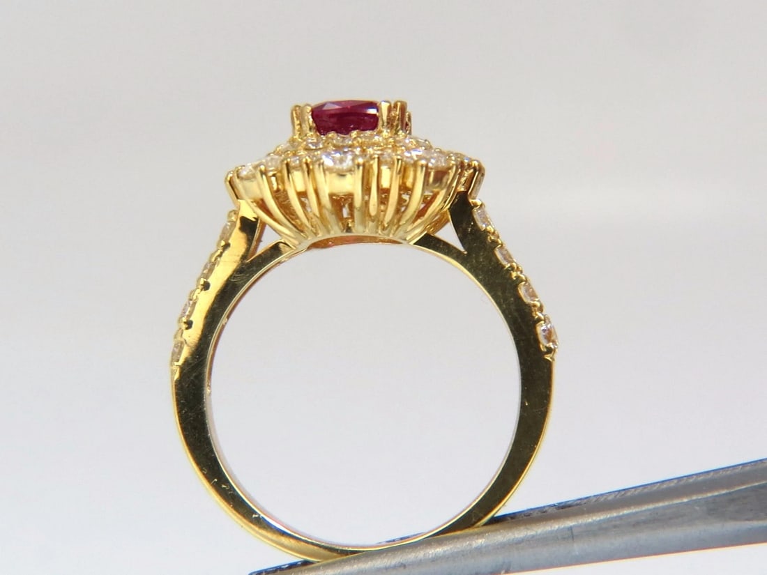 GIA Certified 3.24ct red Burma ruby diamonds ring 18kt cocktail petite** - 5