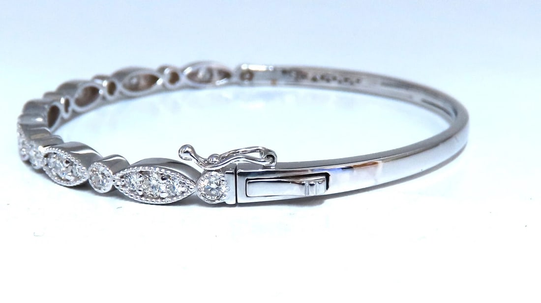 2.20ct Natural Diamonds Edwardian Style Bangle Bracelet 14kt Gold** - 3