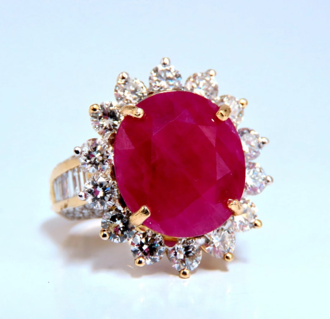 GIA Certified 16.37ct natural Ruby Diamonds Ring 14kt** - 2