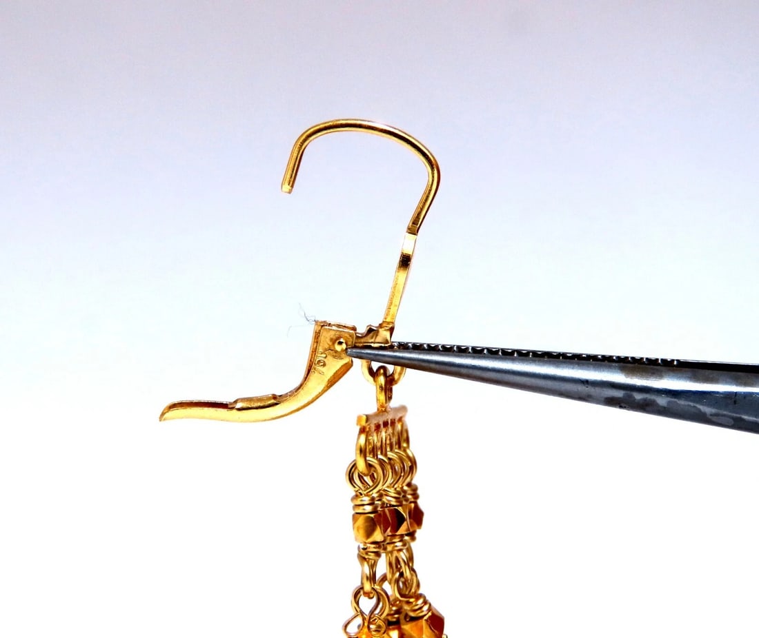 18kt Gold Dangle Earrings Handmade** - 3