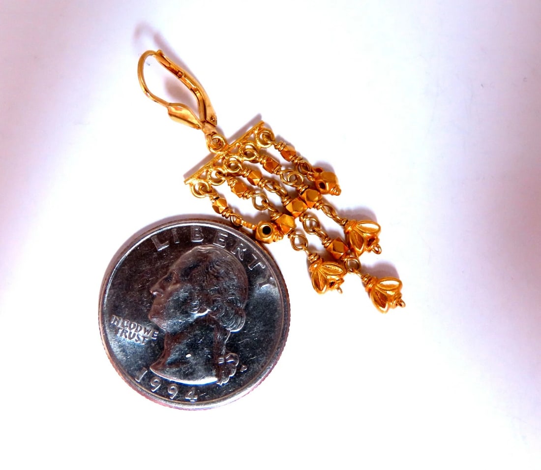 18kt Gold Dangle Earrings Handmade** - 4