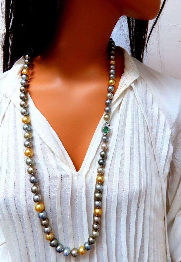 GIA certified Natural Multicolor Tahitian Saltwater Pearls necklace 11.5m 14k** - 6