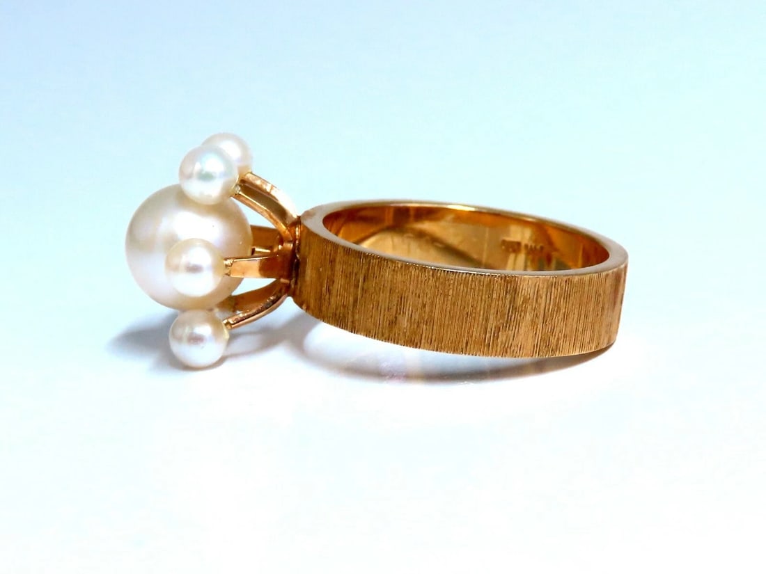 Handmade Pearl Raised Cluster Ring 14kt ** - 3